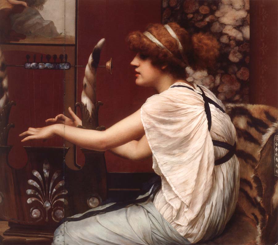 John William Godward The Muse Erato at Her Lyre